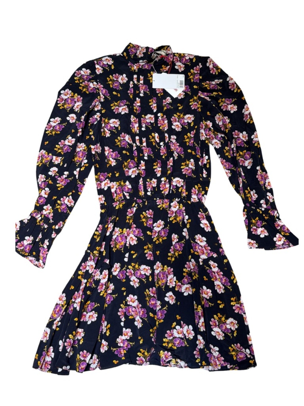NWT Zadig & Voltaire Rabbi Peonie 100% Silk Mini Dress Size Small
